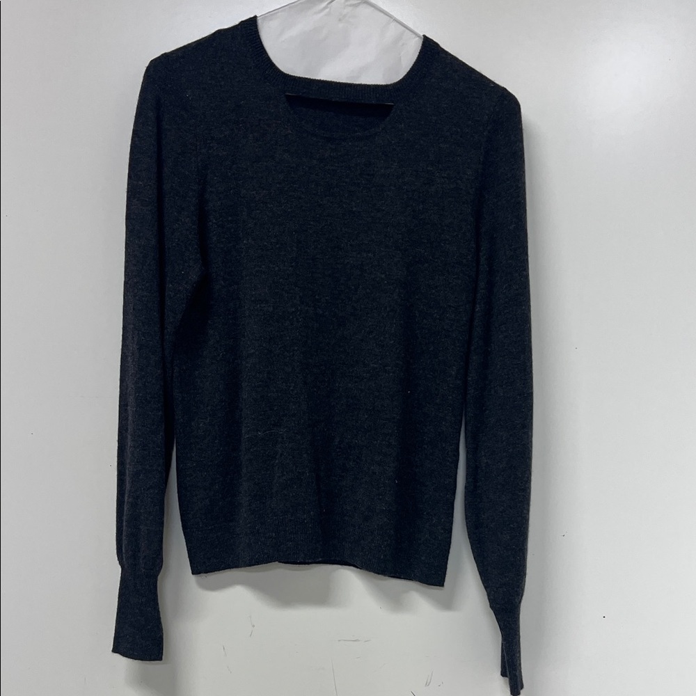Autumn  Women's Cashmere Sweater, Choker Neckline, Small, Dark Gray, Pullover